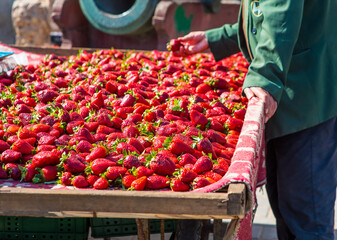 juicy strawberries for sale at a market