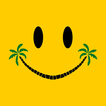 Smile island icon template design. Emoticon vector