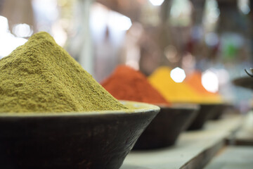 colorful spices in a souk in morocco