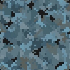 Military camouflage seamless pattern. Urban digital pixel style.