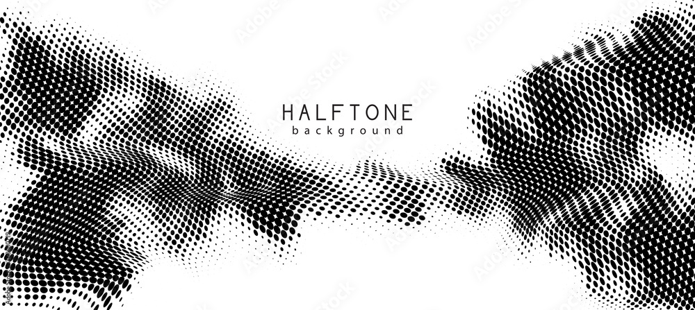 Poster Abstract vector background. Halftone gradient gradation. Vibrant flowing texture. Smoke effect. Retro design.