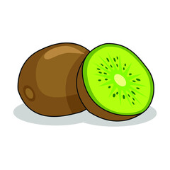 Fresh Kiwi Fruits - Delicious kiwi fruit with sliced one and white background