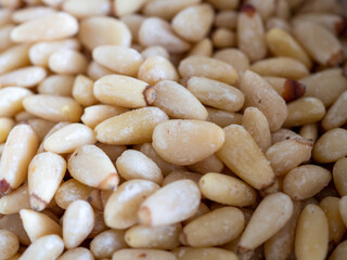 pine nuts food background 