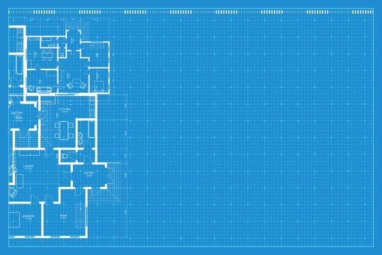 Architectural background. Blue print of building. Technical draw. Vector illustration.