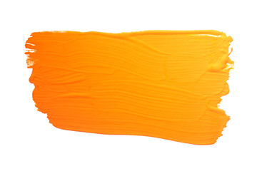 Orange yellow brush stroke isolated on white background. Orange abstract stroke. Colorful...