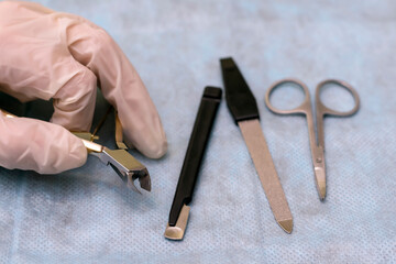 A set of tools for manicure and pedicure.