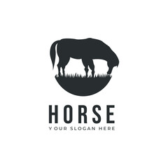 Horse logo design. Shilhouette animal horse vector drawing
