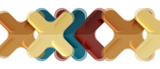 Glossy multicolored plastic style cross composition, x shape design, techno geometric modern abstract background. Trendy abstract layout template