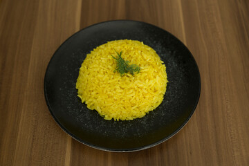 cooking rice with Curcuma Longa, turmeric or Zerdecal for healthy life