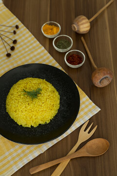 cooking rice with Curcuma Longa, turmeric or Zerdecal for healthy life