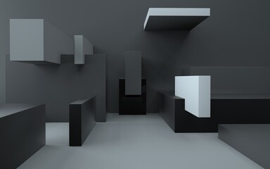Abstract still life mock up room in high tech 3D image