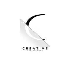 C Black Letter Logo Design with Creative Paper Cut