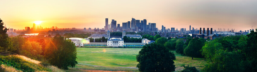 View of the sunset over the Thames from Greenwich Royal Observatory