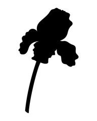 Iris flower Black silhouette - stock illustration. Iris - black silhouette for a logo or pictogram.