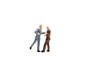 Miniature people Gay couple dancing on white background , Homosexual Relationship concept