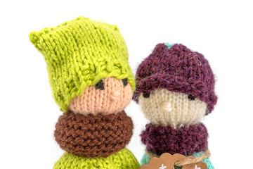 knitted couple of soft toy teddy