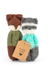 knitted couple of soft toy teddy