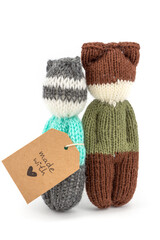 knitted couple of soft toy teddy