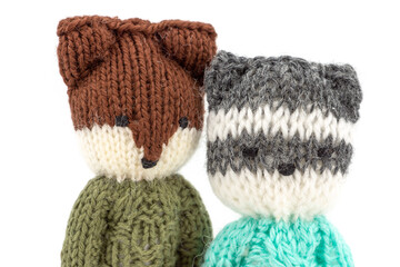 knitted couple of soft toy teddy