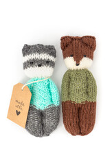 knitted couple of soft toy teddy