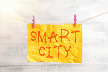 Word writing text Smart City. Business photo showcasing an urban area that uses communication...