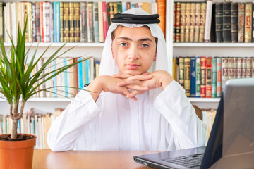 Arabic muslim business man at his home office