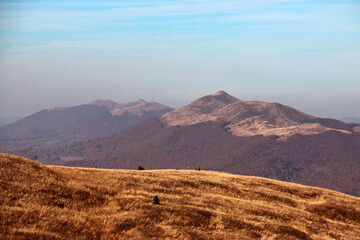 Landscape of mountain peaks, Bieszczady Mountains
