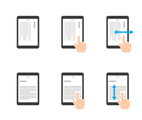 電子書籍アイコンのセット。指でスワイプするところ。