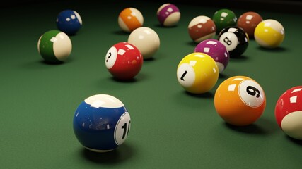 pool balls on table