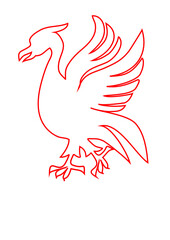 liver bird red out line