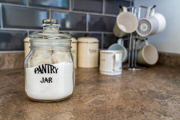 Cooking salt in a glass pantry jar with air tight seal