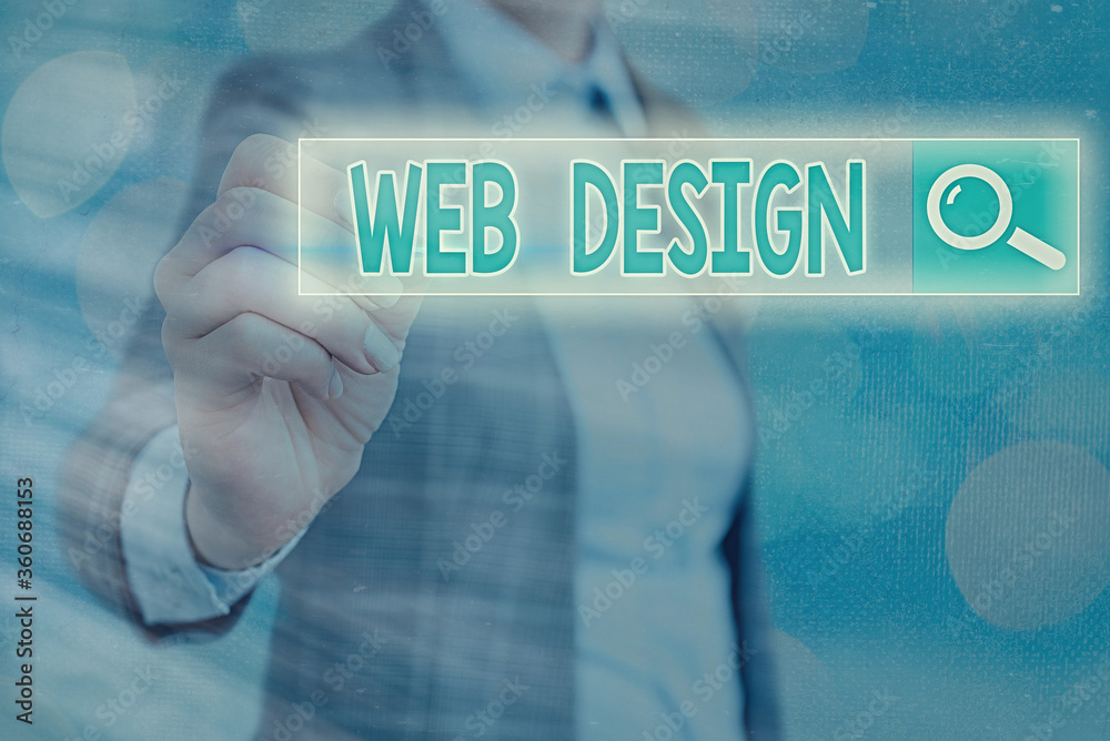 Fototapete Writing note showing Web Design. Business concept for website creation which includes layout, content, and graphics Web search digital information futuristic technology network connection