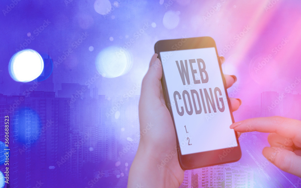 Poster word writing text web coding. business photo showcasing a system of symbols and rules used to repres