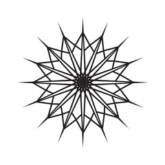 Black mandala icon for design on white, stock vector illustration
