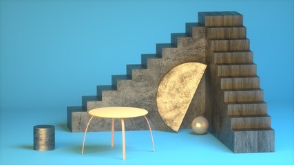 Abstract image of the interior of a loft 3D image
