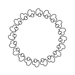 Love heart border frame icon. Loving hearts, red like and lovely romance outline symbol. Valentine lovely passion hearted emotional drawn or valentines day loving postcards vector isolated icon