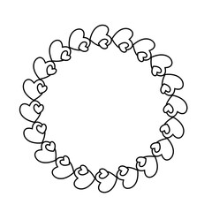 Love heart border frame icon. Loving hearts, red like and lovely romance outline symbol. Valentine lovely passion hearted emotional drawn or valentines day loving postcards vector isolated icon