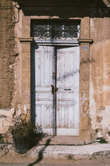 old wooden door in old town