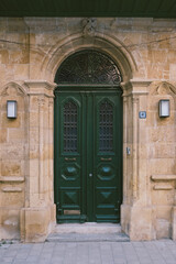 old wooden door in a stone wall