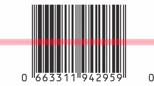 Looping Footage Of A Red Laser Beam Quickly Scanning Multiple Barcodes