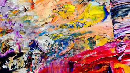 Colorful abstract background wallpaper. Modern motif visual art.  Mixtures of oil paint. Trendy...