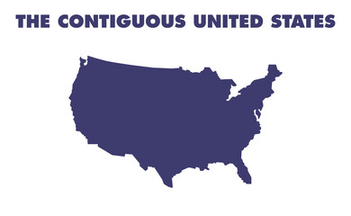 Map of USA. Contiguous United States of America geographic borders. American cartography vector design.