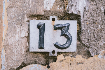 number thirteen on a wall