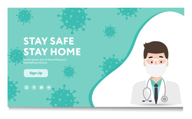 Coronavirus banner template. Vector website template for Covid-2019, nCoV-19 outbreak