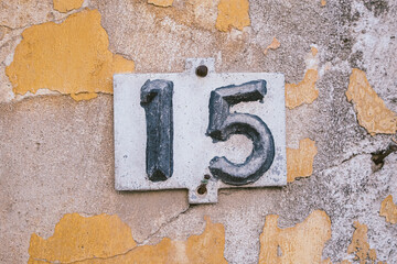 number fifteen on a wall