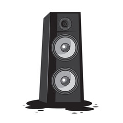 Music speaker on an isolated white background. Vector image