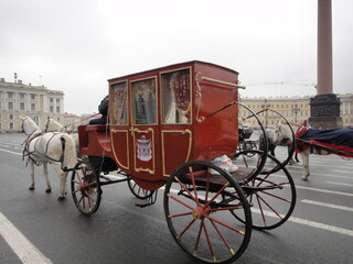 Fototapeta na wymiar Carriage in Saint-Petersburg, Russia (1)