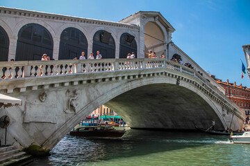Famous Canal Grande from famous Rialto Bridge in Venice.