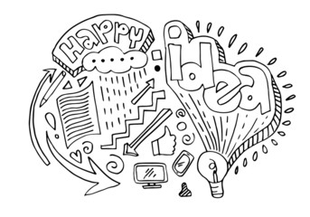 Business doodles. Concept of success.Concept of idea. Vector illustration
