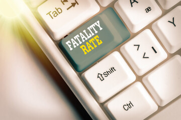 Conceptual hand writing showing Fatality Rate. Concept meaning calculated number of deaths over a...